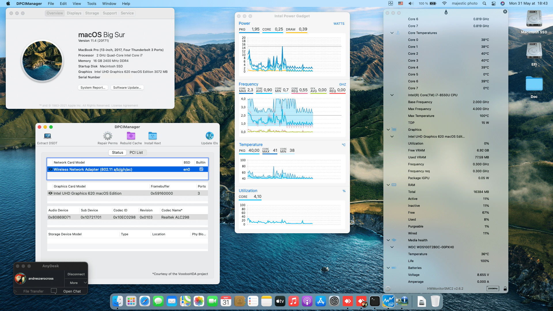 Success Hackintosh macOS Big Sur 11.4 Build 20F71 in Xiaomi Mi Notebook Pro TM1701